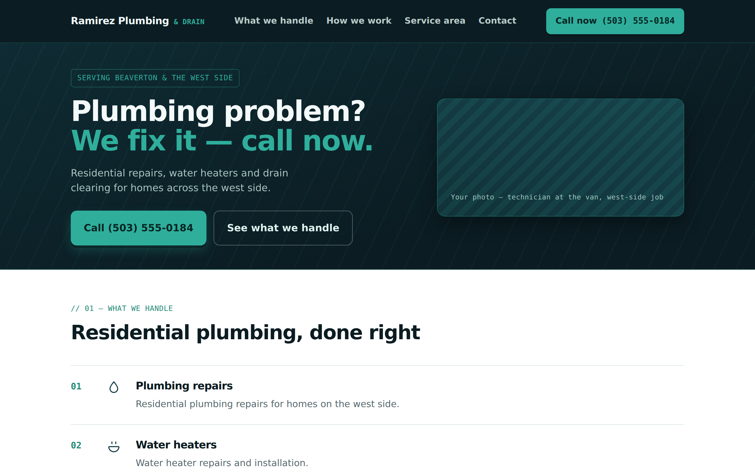 A generated plumber website